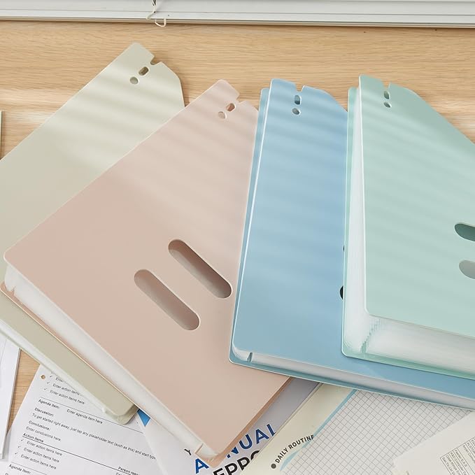 2-Piece Vertical Accordion Folder Manager, 13 Grid Expansion Pages, Vertically Opened Storage Bag for organizing Materials, School, Home, and Office letterhead, Pink