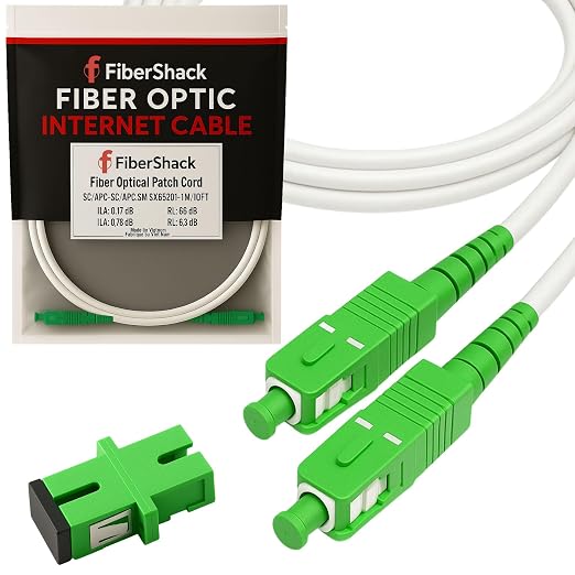 Fibershack - 3 ft / 1M SC/APC to SC/APC Fiber Optic Patch Cable - White - FTTH by Fibershack
