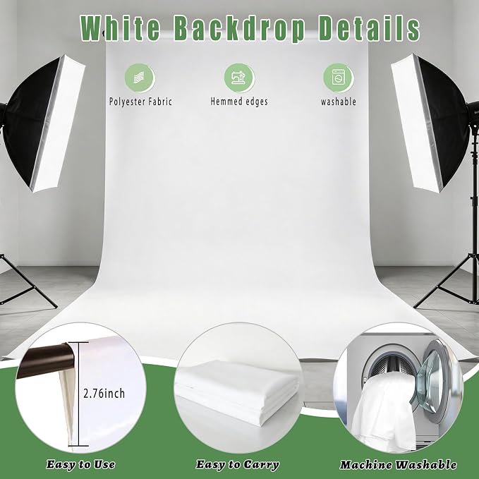 White Photography Backdrop for Photoshoot, Photo Backdrop Curtain - Image 6