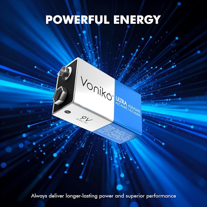 Voniko 24-Pack 9V Batteries, Long-Lasting 9 Volt Battery - Image 2