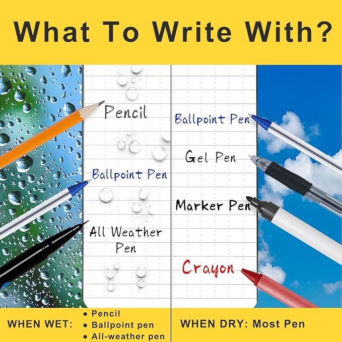 2PCS Waterproof Spiral Notebooks with Stone Paper and PVC Cover, Graph Pattern Weatherproof Notepad 100 Pages, Medium Size All-Weather Steno Pads for Outdoor Field (4.8"x7", Blue)