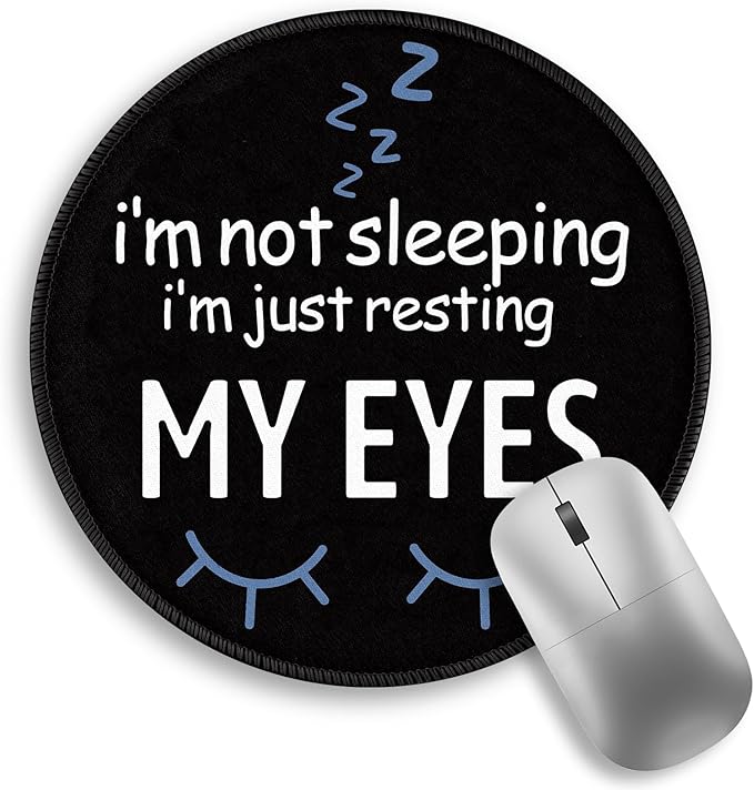 Funny Eyes Mouse Pad, Black Small Round Mousepads for Desk, Mini Travel Mouse Mat for Wireless Computer Laptop, Office Desk Accessories, 8.6 x 8.6 inch