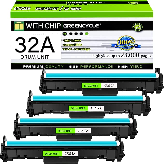 greencycle Compatible 32A Replacement for HP 32A Drum Unit CF232A use for Laserjet Pro M203d M203dn M203dw M227fdw M227fdn M227sdn M148dw M148fdw M118dw Printer (4-Pack)
