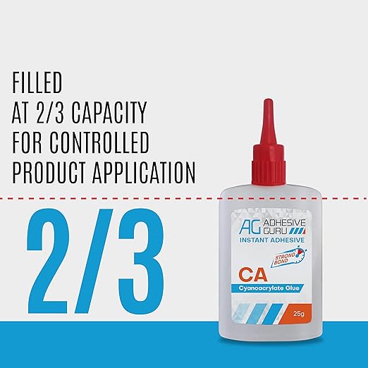 Adhesive Guru CA Glue with Activator Woodworking (4 x 0.9 oz - 4 x 3.38 fl oz) Cyanoacrylate Super Glue for Plastic, Glass, Ceramic, DIY, 3D Printing (4 Pack)