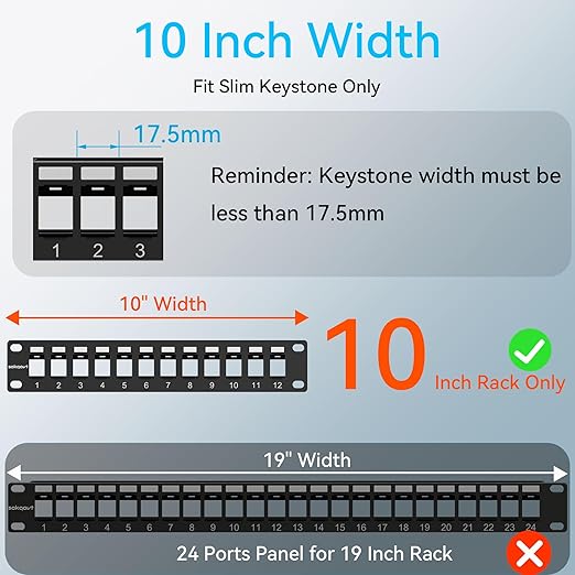Sokqovt 12 Port Mini Blank Keystone Patch Panel - Image 3