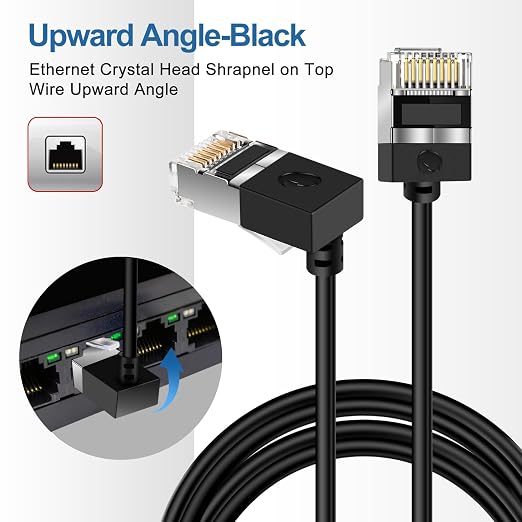 Flexible Cat 6A Ethernet Cable 270° Up Angled 3.3 Feet 2Pack, 10Gbps High-Speed - Image 2