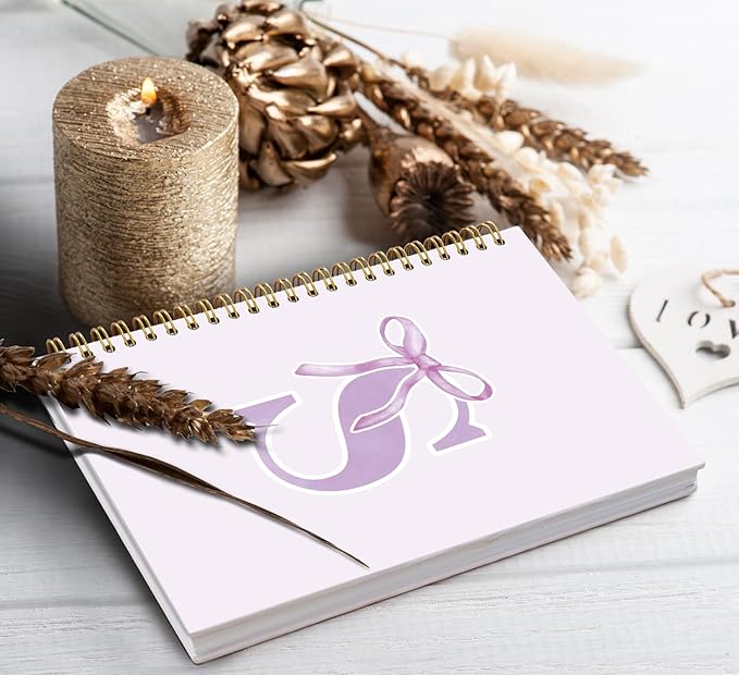 foedor Coquette Trendy Preppy Purple Bow Spiral Notebook,Initial S Journal Personalized Teen Girl Gifts,Monogrammed Gifts for Women Teen Girl,College Ruled Hardcover Spiral Notebook(purple)