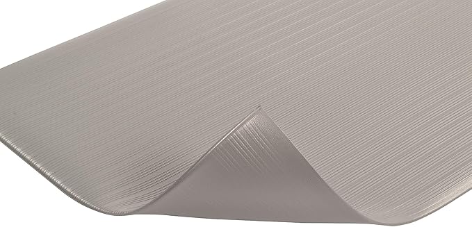 Notrax 410 Airug® 3' x 5' x 3/8" Anti Fatigue Mat, Enhanced Slip Resistance with Beveled Edges and Ribbed Surface, Ideal for Industrial and Commercial Workplaces, Gray, 410S0335GY