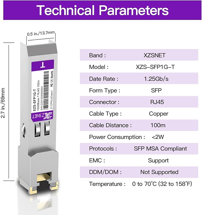 1000BASE-T SFP Transceiver, SFP to RJ45, 1.25G Copper SFP to Ethernet Module - Image 6
