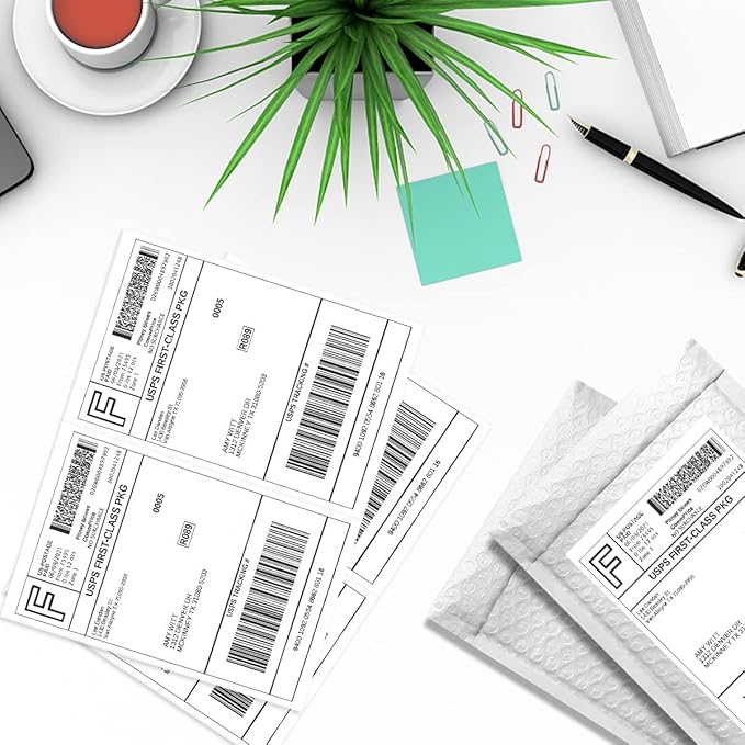 Half Sheet Laser/Ink Jet Shipping Labels UPS FedEx Address Labels (4000 Sheets, 8000 Labels)