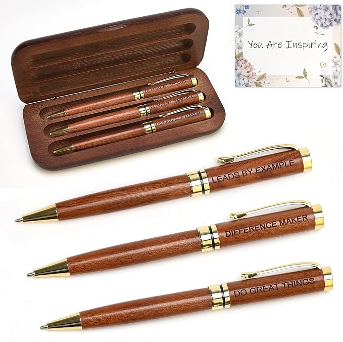 Engraved Wood Pen Set Thank You Gifts for Boss Coworkers Nurses Difference Maker Teacher Gifts for Women Employee Coach Counselor Therapist Leadership Work Christmas Gift Stuff Office Business Pens