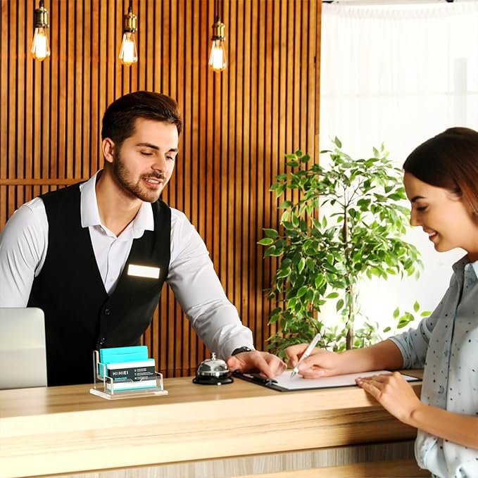 HIIMIEI Acrylic Business Card Display, Multiple Card Holder for Office, Home, Restaurant - 2 Slot, 2 Tier