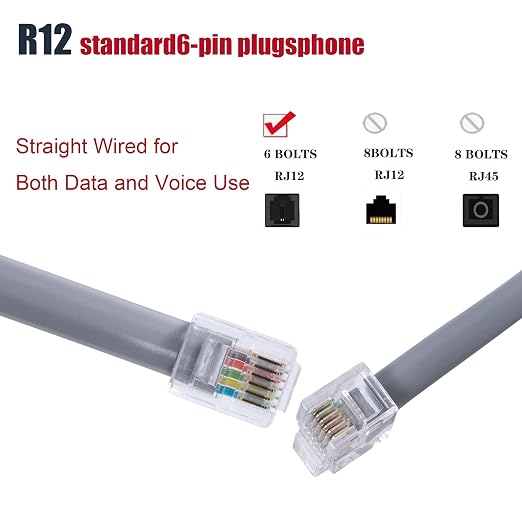 RJ12 Cable Phone Cord 25ft RJ12 6P6C Male to Male Straight Wired - Image 2