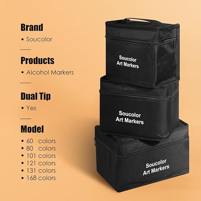 Alcohol Based Marker with Case, 168 Colors Dual Tip Permanent Art Markers for Book Painting Card Making Coloring Illustrations Sketch