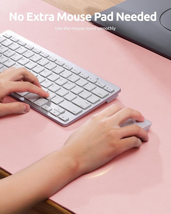 YSAGi Leather Desk Protector, Office Mat, Large Mouse Mat, Non-Slip PU Leather Blotter, Laptop Pad, Waterproof Writing Pad for Office and Home (Light Pink, 23.6" x 13.8")