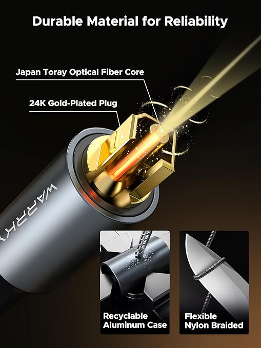 Warrky Optical Audio Cable, 25ft Optical Cable - Image 3