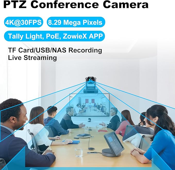 4K USB/HDMI/LAN PTZ Camera, Ergo-Ease Remote Control, Auto Focus, 18X Optical Zoom, Live Streaming for Video Conference, Meeting, Church, Event, Teaching