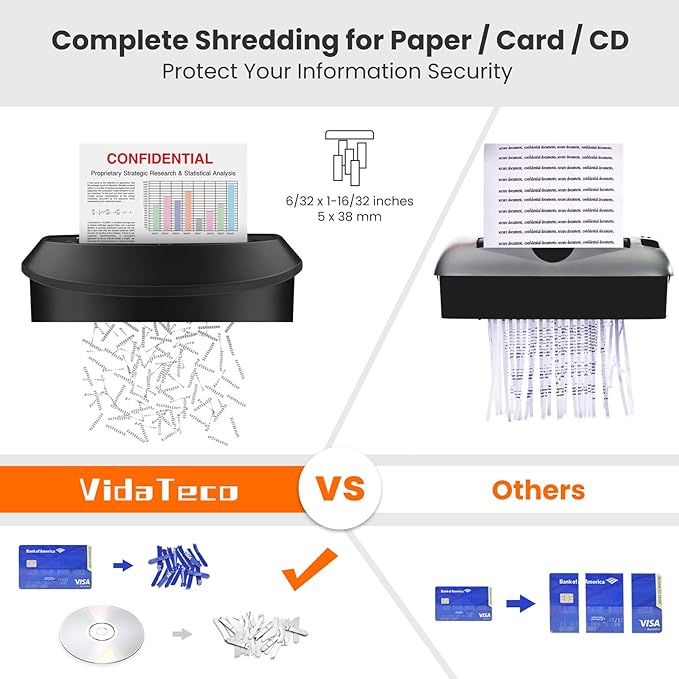 Paper Shredder 14-Sheet Cross-Cut Shredder with US Patented Cutter,Also Shreds Card/CD,Heavy Duty Paper Shredding Machine for Home Office,Fast with Jam Proof System,6.6-Gallon Basket (ETL)