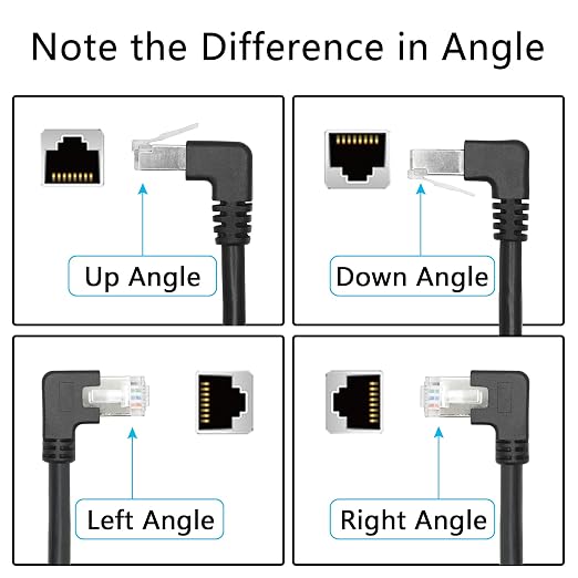 2Pcs 90 Degree Cat6 Ethernet Extension Cable 1FT, Left Angle RJ45 Male to - Image 2