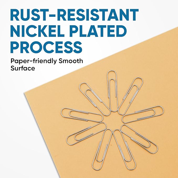 Paper Clips, 600 Pcs Paperclips (6 Boxes of 100 Each), Premium Paper Clip, 1-2/7" Silver Paper Clips Medium (1.3 Inches), Rustproof Metal Paper Clip for Office, School, Home