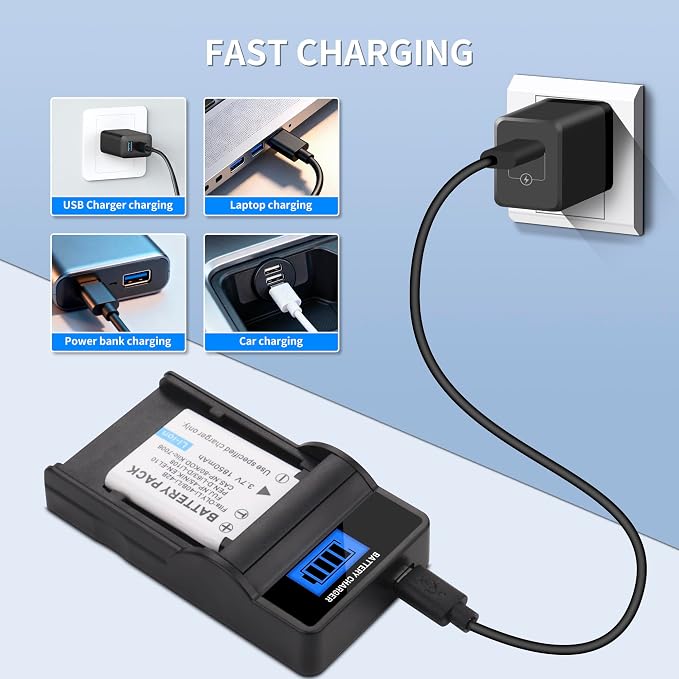 2 Pack 1850mAh NP-45 NP-45A NP-45B NP-45S Battery and LCD Charger Compatible - Image 7