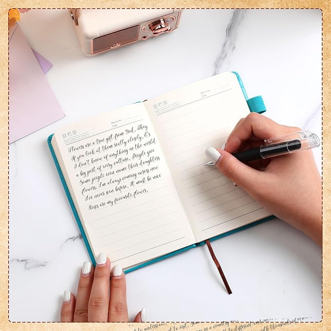 Estune Tree Small Notebooks Pen Leather Lined Pocket Subject Notebooks Hardcover Pocket Notepad Cute Ruled Leather Journals with Pen Holder for Men Women School Business, A6(Stylish Color,30 Set)