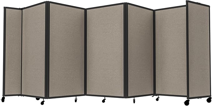 Versare Room Divider 360 Portable Wall Partition | Folding Panels | Large Freestanding Divider | Locking Wheels | Temporary Room Separator