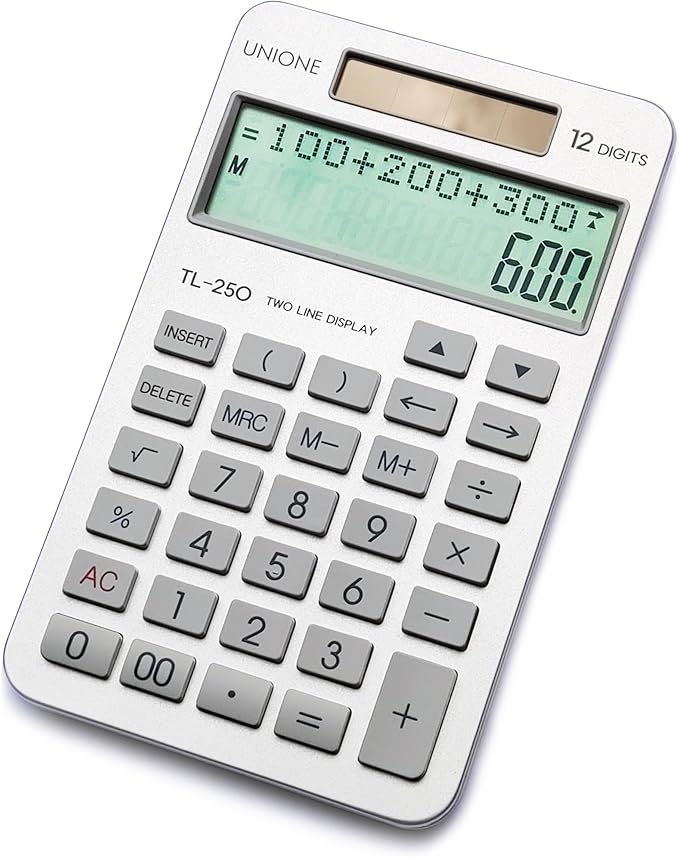 New, Two Line Display, Desktop Calculator. History Function- 30 Memories, Calculator with Large LCD for Home & Office Use, 4.5×7 inch (Silver)