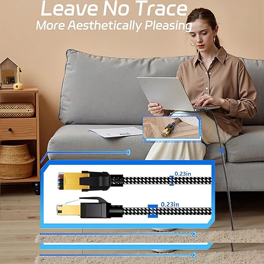 Cat 8 Ethernet Cable 40FT, Nylon Braided High Speed Internet Network Cable - Image 6