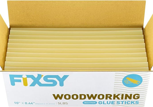 FIXSY Hot Glue Gun Sticks Woodworking, Multi Temp, Full Size 10" Long x .44" Diameter 7/16 11mm, 5LB Box Glue Stick, Approx. 90 Sticks- Compatible with Most Glue Guns
