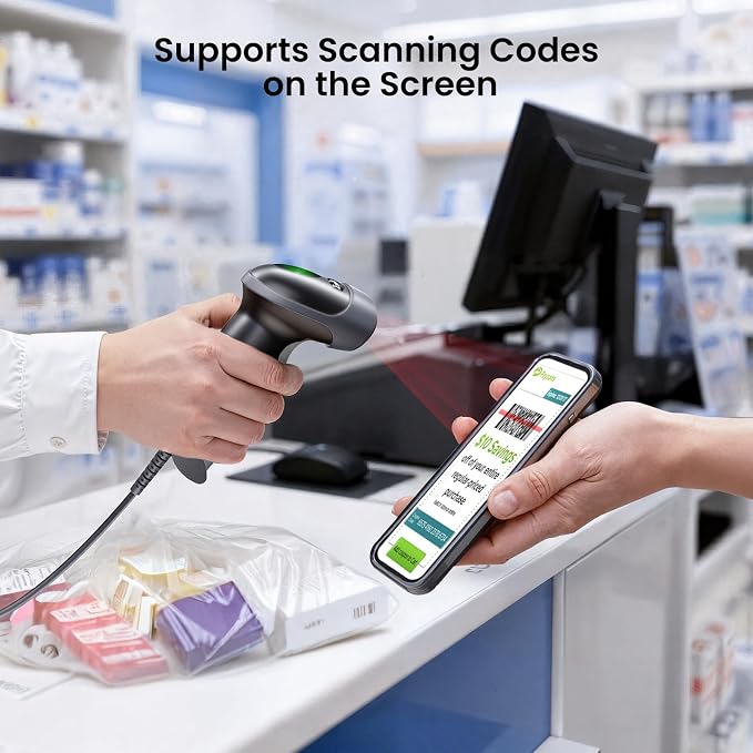 Eyoyo USB 2D Handheld Wired Barcode Scanner, Automatic QR Code Scanner PDF417 - Image 4