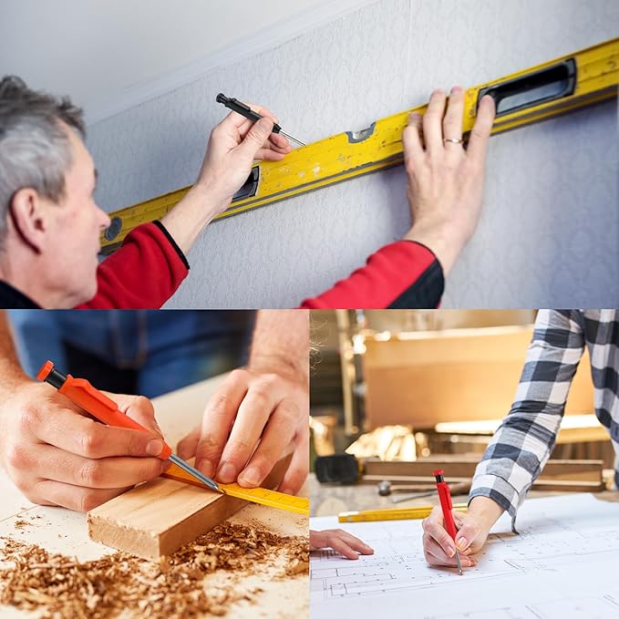 Zhehao 120 Pieces 2.8 mm Carpenter Pencil Refills HB Refill for Construction, Writing, Drawing, Drafting, Woodworking (Black, Red, Yellow)