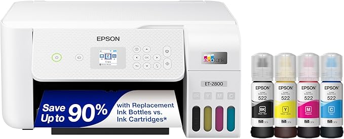 Epson EcoTank ET-2800 Wireless Color All-in-One Cartridge-Free Supertank Printer & EcoTank ET-4800 Wireless All-in-One Cartridge-Free Supertank Printer