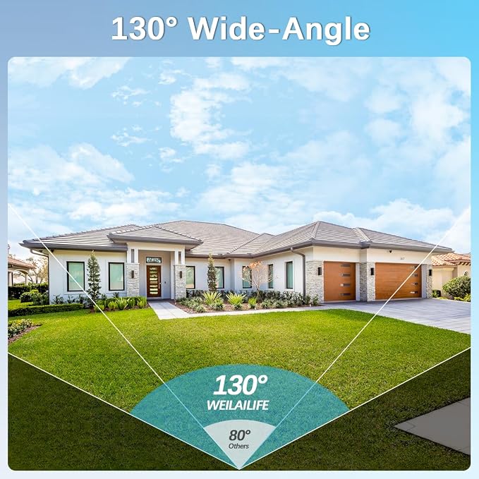 【130° Wide Angle & 2-Way Audio】 Outdoor Wireless Security Camera System - Image 5