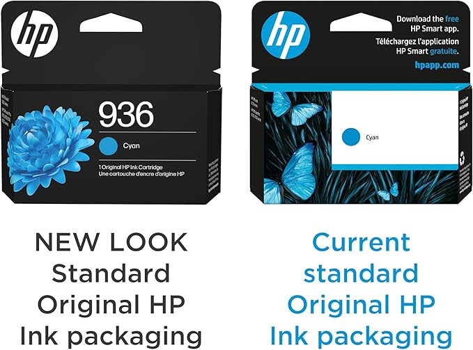 HP 936 Cyan Ink Cartridge | Works OfficeJet 9120 Series, OfficeJet Pro 9110, 9120, 9130 Series, OfficeJet Pro Wide Format 9730 Series | Eligible for Instant Ink | 4S6U9LN