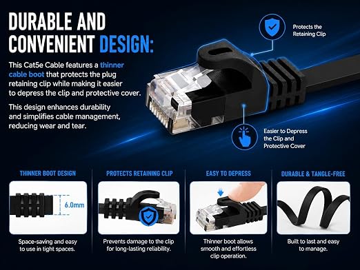 BRENDAZ Cat5e Ethernet Cable, 10ft. Snagless Cat 5e Stranded Cord - Image 5