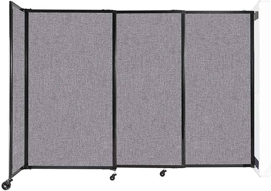 Wall-Mounted Sliding StraightWall Room Divider | Adjustable Widths | Locking Wheels | Room Separator | Up to 7'2" Wide x 5' Tall Cloud Gray Fabric Panels