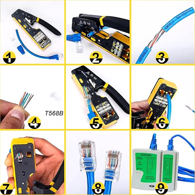 RJ45 Pass Through Crimp Tool Kit, 3-in-1 Ethernet Crimper - Image 4