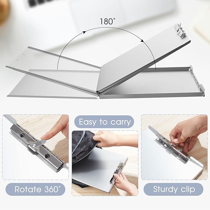 Henoyso Metal Storage Clipboard Bulk Heavy Duty Aluminum Clip Board for Teacher Contractor Medical Construction Office School Classroom, 12.6x9.2x1 Inch, Fit Letter Size 8.5x11 Inch Paper(1 Pcs)