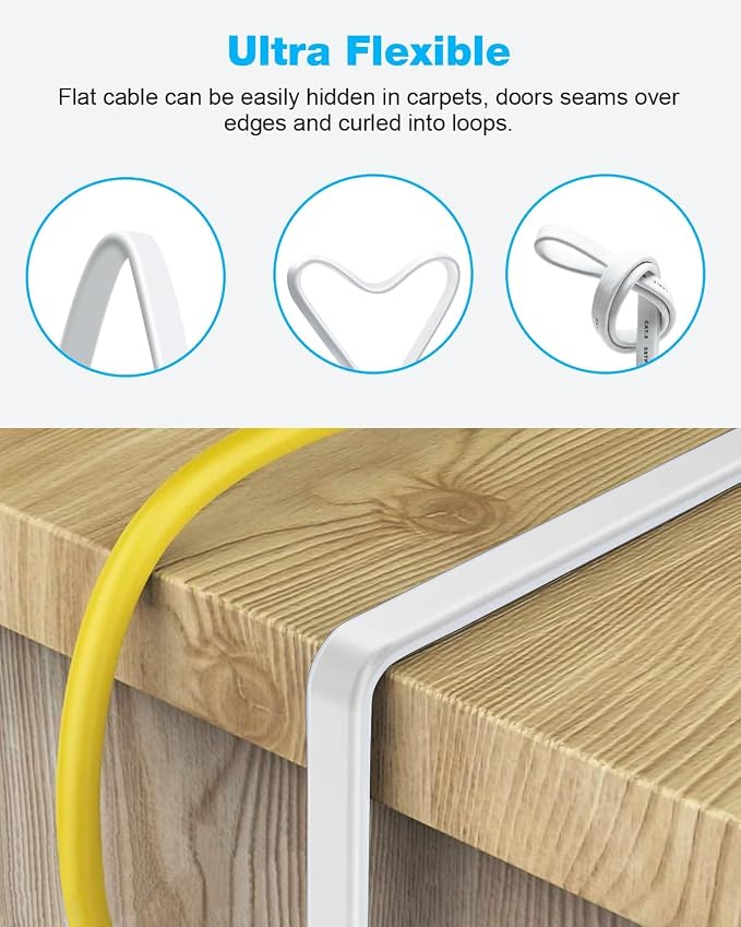 DDMALL CAT 8 Ethernet Cable, 80ft High Speed 40Gbps 2000MHz Shielded CAT8 Flat - Image 5