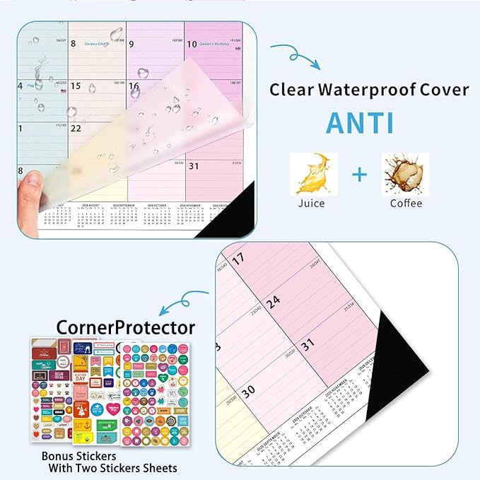 2026 Desk Calendar - 18 Monthly Calendar 2026-2027, Jan 2026 - Jun 2027, 17" x 12", Large Desk Calendar 2026-2027 with Thick Paper, Large Blocks, Stickers, Home or Office Calendar for Easy Organizing