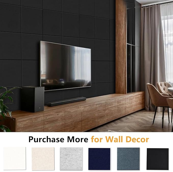 Large Cork Board for Wall with Pins, 36" x 24" Bulletin Board Self-Adhesive Pin Board | Customized 6 Packs Felt Tiles for Office Home Wall Decor, Black