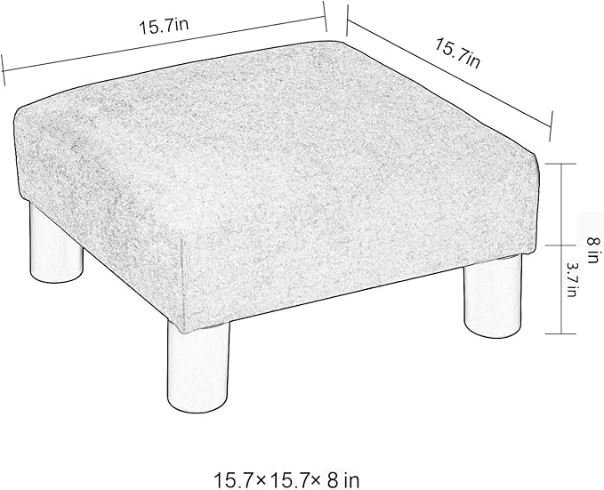 Joveco 15'' Small Foot Rest Stool Ottoman- Upholstered Footstool and Ottomans Small Footrest for High Beds- Lightweight and Portable, Light Gray