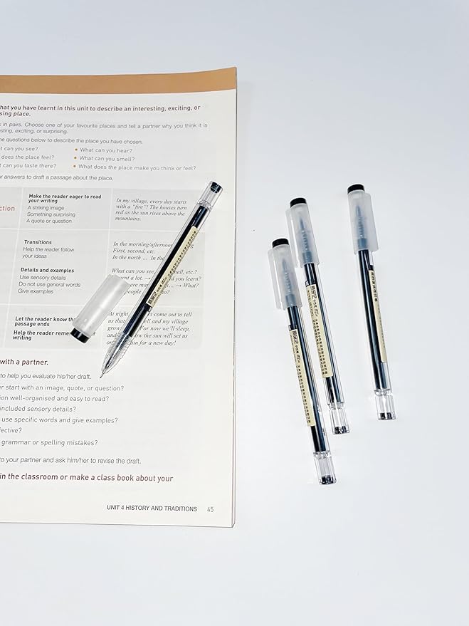 Gel Ink Pen Japanese Style Liquid Ink Rollerball Pens Quick Drying 0.35mm Ultra Fine Point Ballpoint Maker Pen Premium for Office School Stationery Supply,12 Pcs, 3 Color