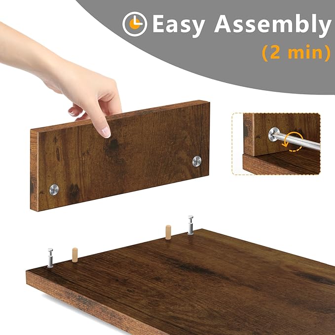 TAVR Dual Monitor Stand Riser, Computer Monitor Stands for 2 Monitors, Extra Long Multifunctional Desktop Organizer Riser for Computer, Laptop, PC, Printer, TV, Max 43.3" Length, Rustic Brown