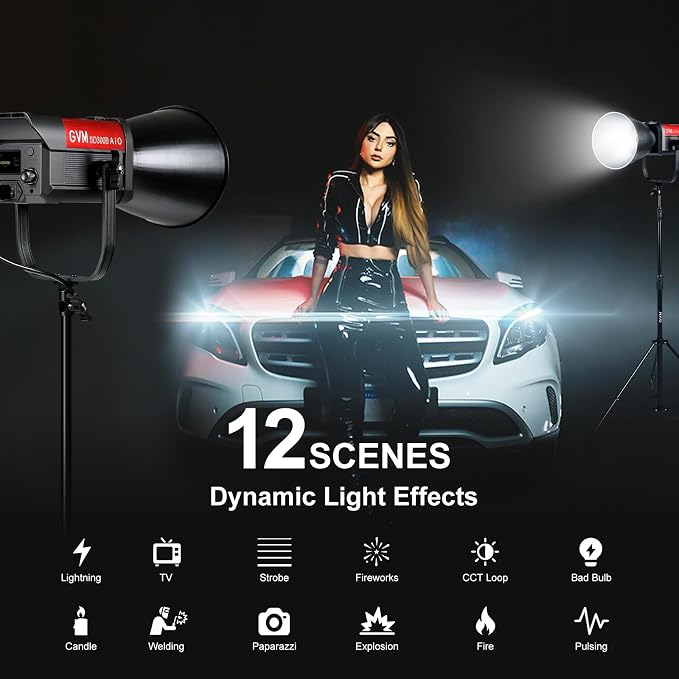 GVM 300W Video Light Kit with Lantern Softbox, SD300B AIO Photography Light - Image 4