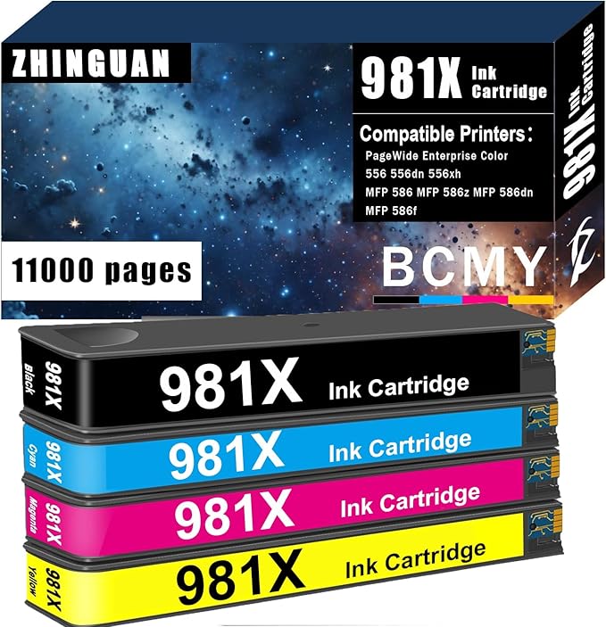Remanufactured 981X 981 High Yield Ink Cartridge Works for PageWide Enterprise Color 556 556dn 556xh MFP 586 MFP 586z MFP 586dn MFP 586f Printer