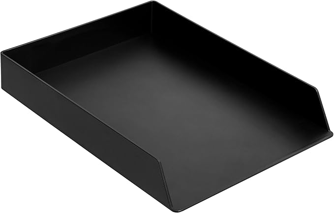 Amazon Basics Rectangular Plastic Organizer - 12-Pack, Letter Tray, Black