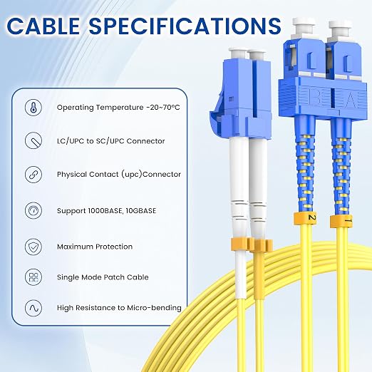 SpeedyCables- 2M/7ft OS2 LC to SC Fiber Patch Cable, 1G/10G 9/125um Single Mode - Image 5