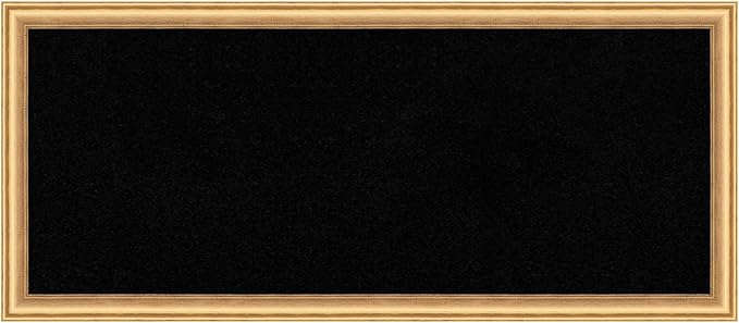 Amanti Art Black Cork Board for Wall, 14x32 Vision Board with Gold Wood Frame, Medium Corkboard Office Decor for Home Organization, Casual Corkboard Pinboard to display items for home organization